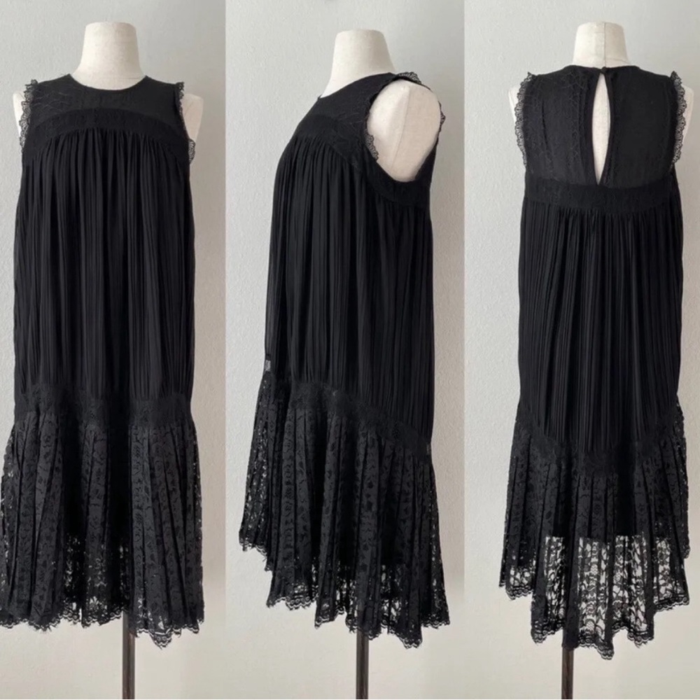 ANTHROPOLOGIE FLOREAT Black Lace Dress 10